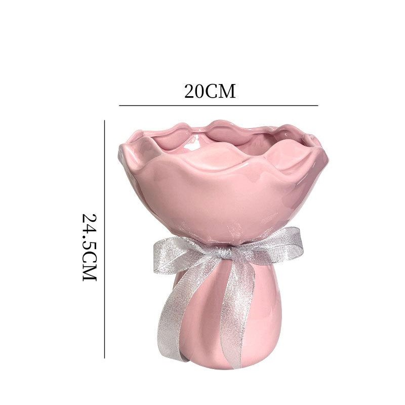 Handcrafted Minimalist Ceramic Vase – Artistic Home Decor Centerpiece(pink)