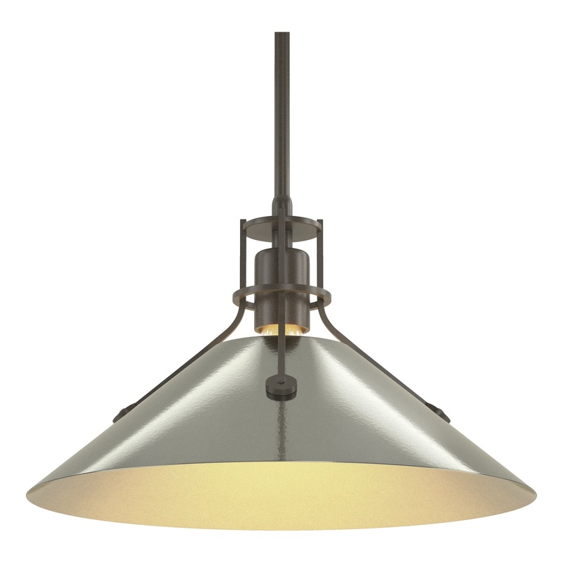 Henry Medium Steel Shade Pendant Dark Smoke Sterling