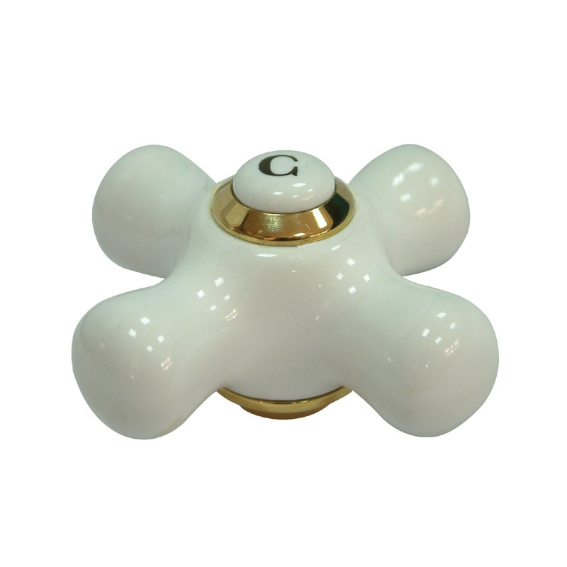 KSH3952PXC Cold Porcelain Cross Handle, Polished Brass