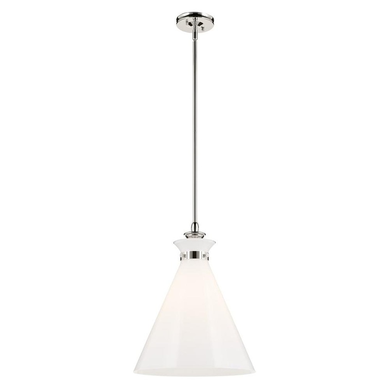 Laria 16″ 1-Light Pendant Polished Nickel Opal Glass