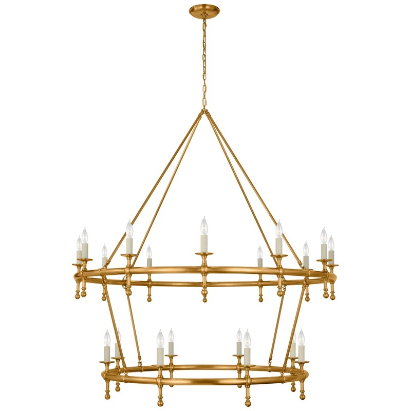 LED Chandelier from the Classic Collection in Antique-Burnished Brass Finish by Visual Comfort Signature
