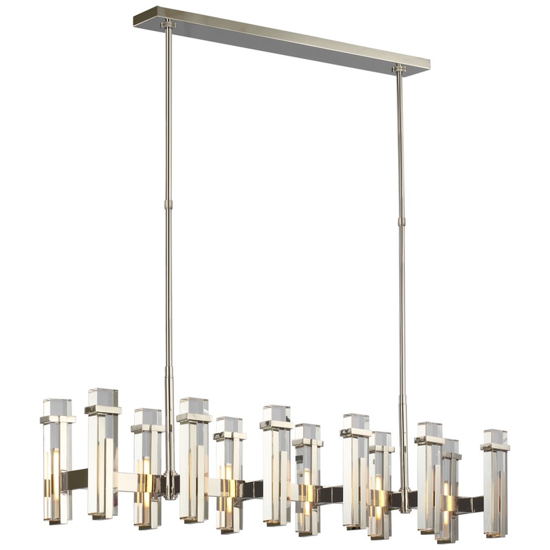 LED Linear Chandelier from the Malik Collection in Polished Nickel Finish by Visual Comfort Signature