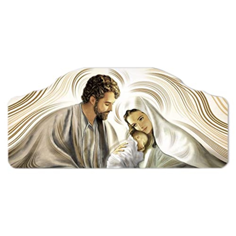 Lupia Quadro moderno Capezzale sacra famiglia 42×92 cm NATIVITY BROWN su tavola lavorata