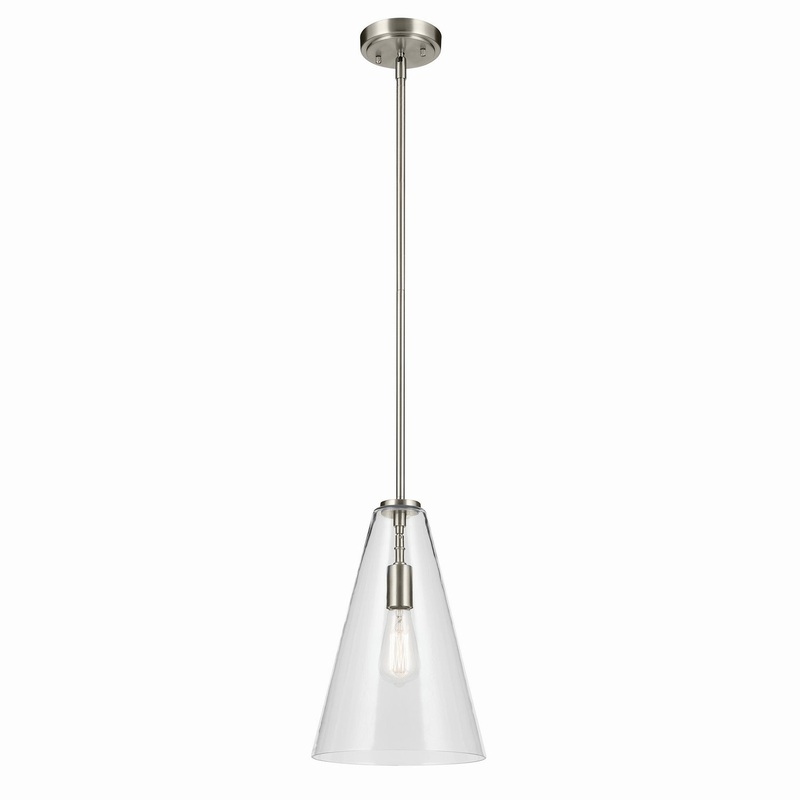 One Light Pendant from the Everly Collection in Brushed Nickel Finish by Kichler