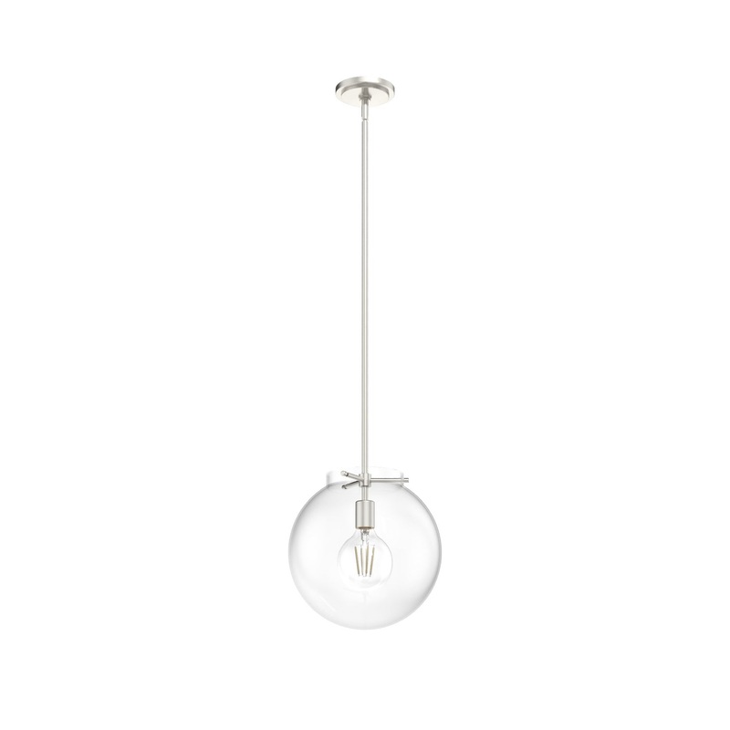 One Light Pendant from the Sacha Collection in Brushed Nickel Finish by Hunter
