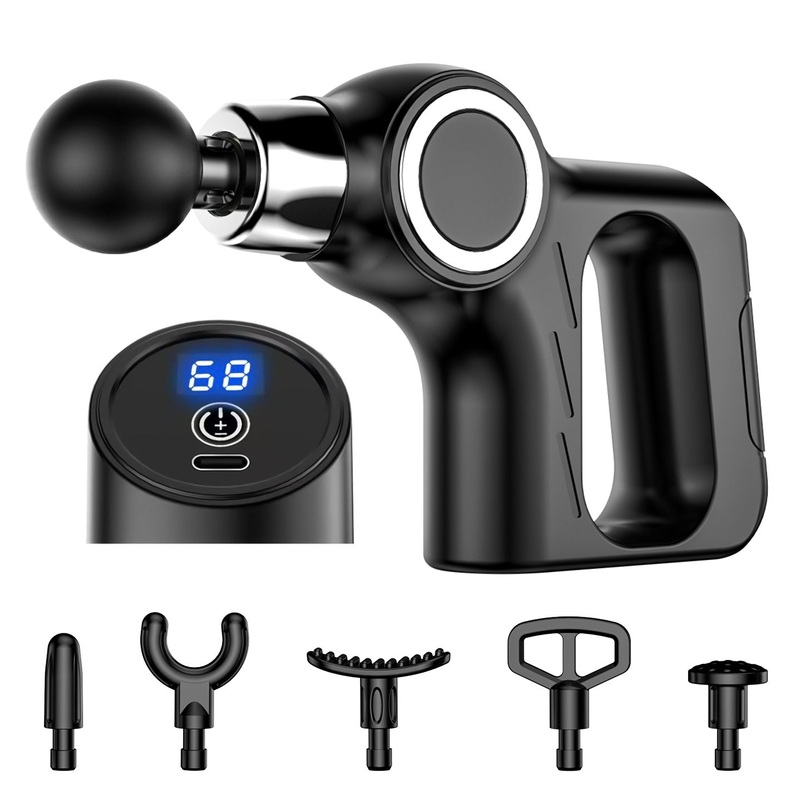 Professional Deep Tissue Percussion Massage Gun – 30 Speeds, 6 Heads & LCD Touch Screen(black)
