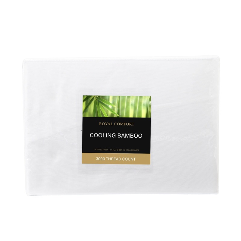 Royal Comfort 3000 Thread Count Bamboo Cooling Sheet Set – King – White