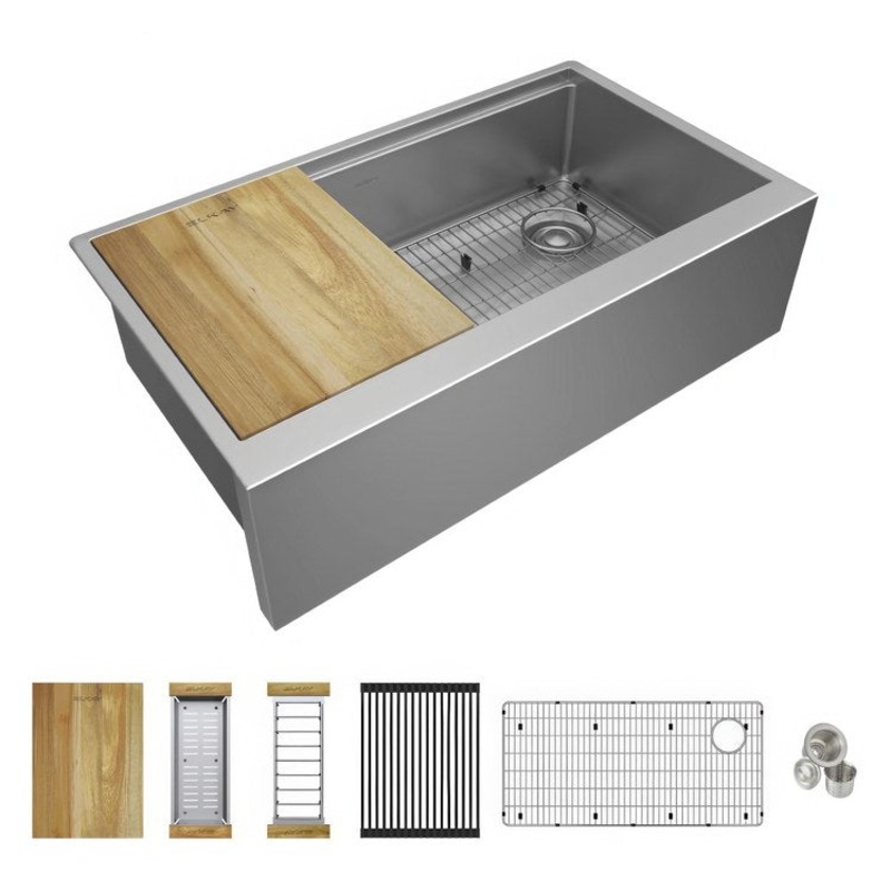 Sink Kit Crosstown 34-7/8 x 20-1/4 Inch 1 Bowl Stainless Steel/Brown Undermount