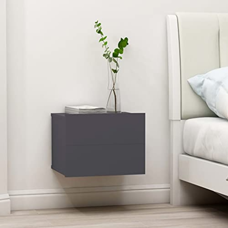 SKM Comodino Grigio 40x30x30 cm in Truciolato
