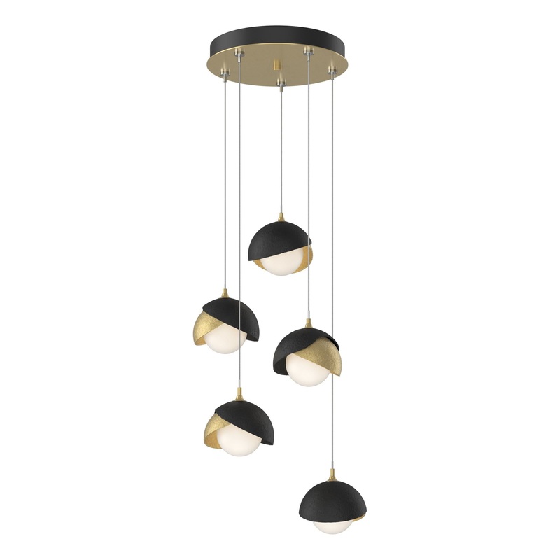 Brooklyn 5-Light Double Shade Pendant Modern Brass Black
