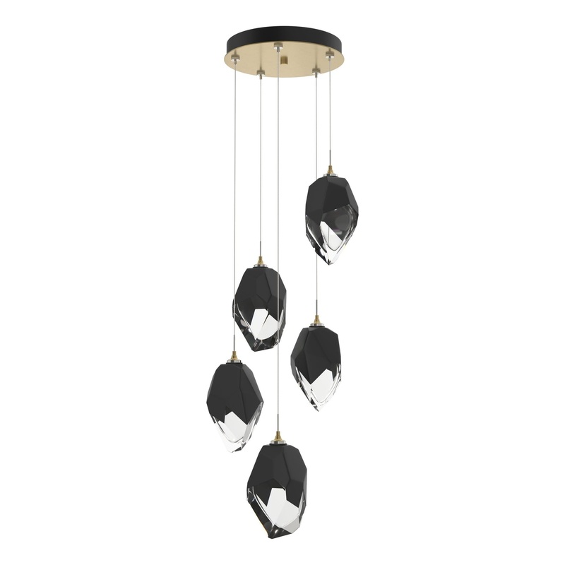 Chrysalis 5-Light Large Crystal Pendant Modern Brass Black Crystal (BP)