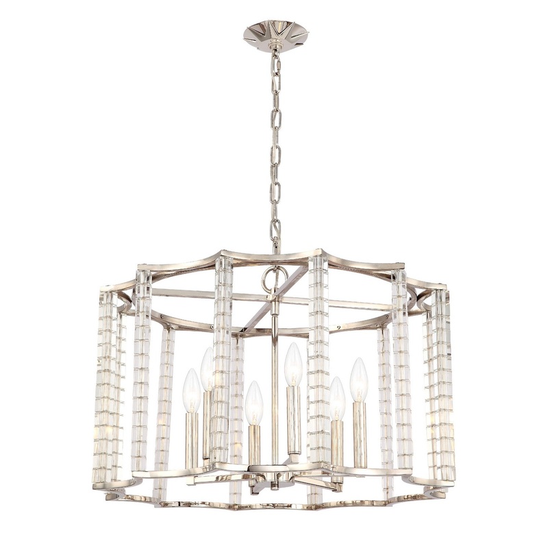 Crystorama 8856-PN Carson Six Light Chandelier Polished Nickel