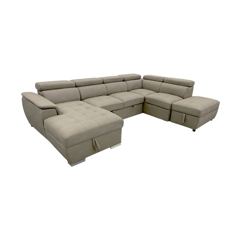 Plush Sleeper Modular Chaise Lounge – Mushroom