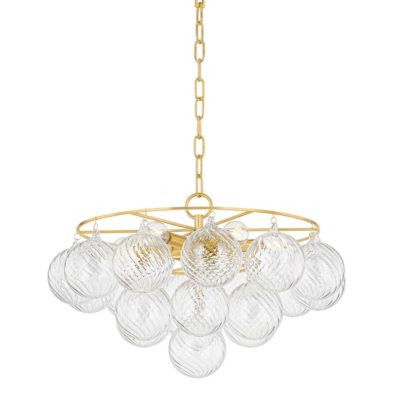 Six Light Chandelier from the Mimi Collection in Aged Brass Finish by Mitzi
