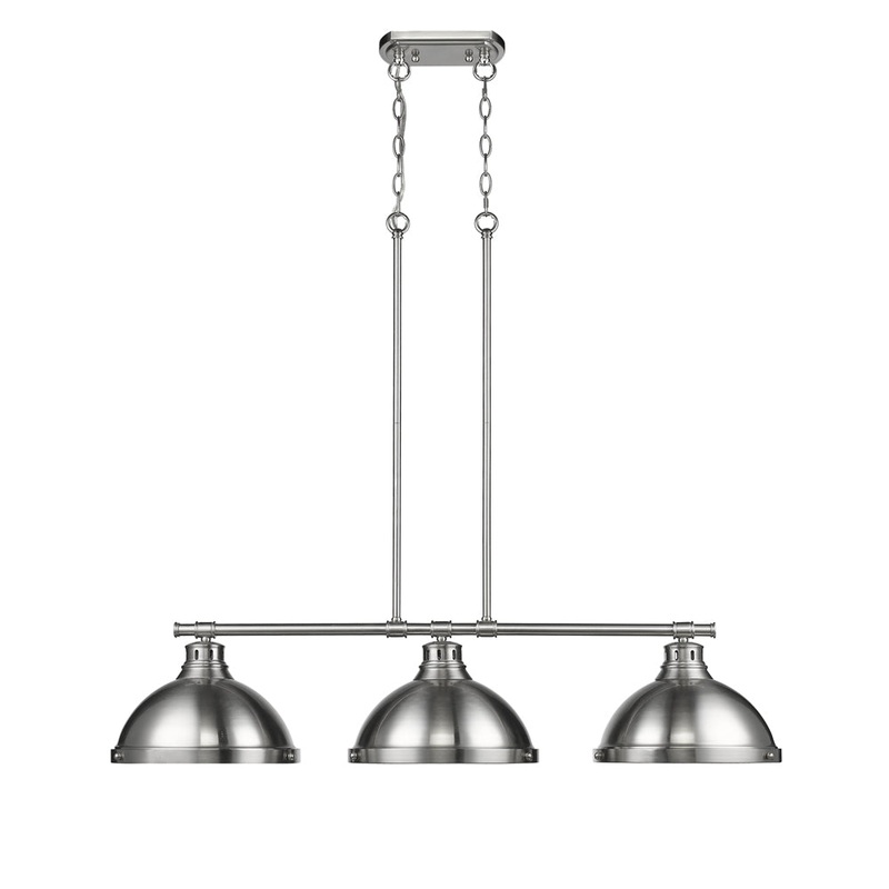 Three Light Linear Pendant from the Duncan Collection in Pewter Finish by Golden