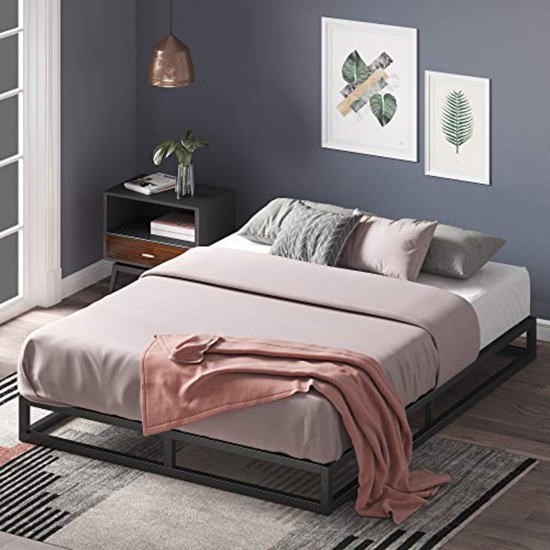 ZINUS Joseph 15 cm Telaio del letto con piattaforma in metallo | Base per materasso | Supporto per doghe in legno | Contenitore sotto al letto | Per adulti, bambini e teenager | 80 x 190 cm | Nero