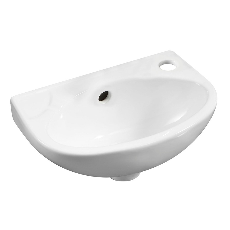 ALFI brand ABC118 White 14″ Small Wall Mounted Ceramic Sink with Faucet Hole