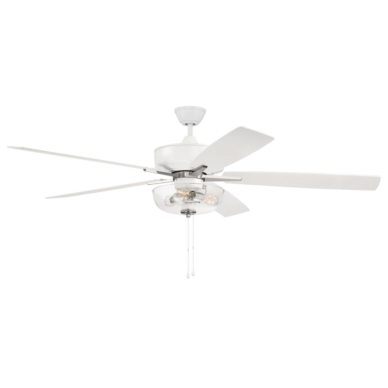 Craftmade S101WPLN5-60WWOK Super Pro 101 60″Ceiling Fan White/Polished Nickel