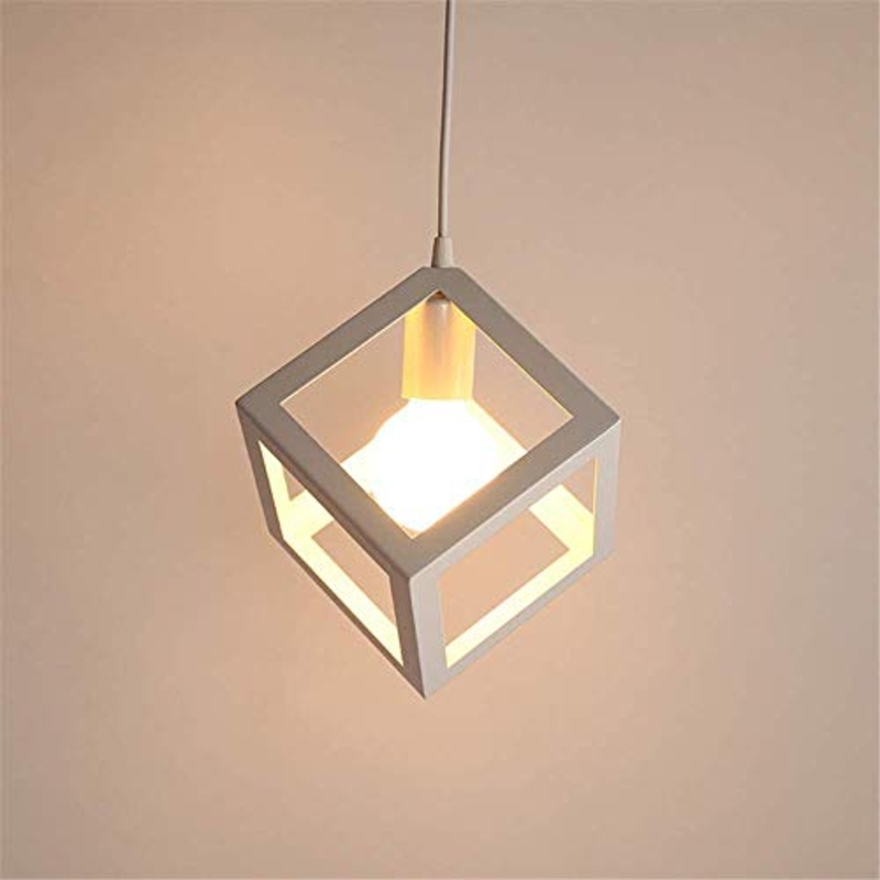 Lampada a sospensione Vintage industriale, cubo creativo battuto lampadario in ferro adatto per sala da pranzo e un da cucina, E27, lampadina non inclusa