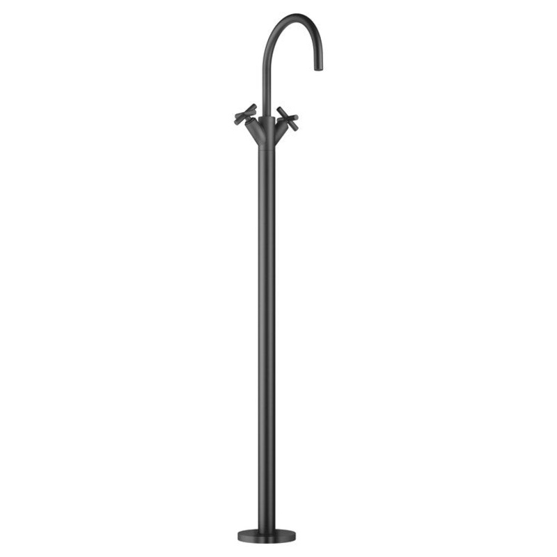 Lavatory Faucet TARA Mixer with Stand Pipe 2 Cross ADA WaterSense Matte Black 1.2 Gallons per Minute Less Drain 1 Hole