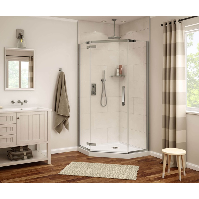 MAAX 139320-900-305-000 Davana Neo-angle 40 x 40 x 75 in. 8mm Pivot Shower Door for Corner Installation with Clear glass in Brushed Nickel