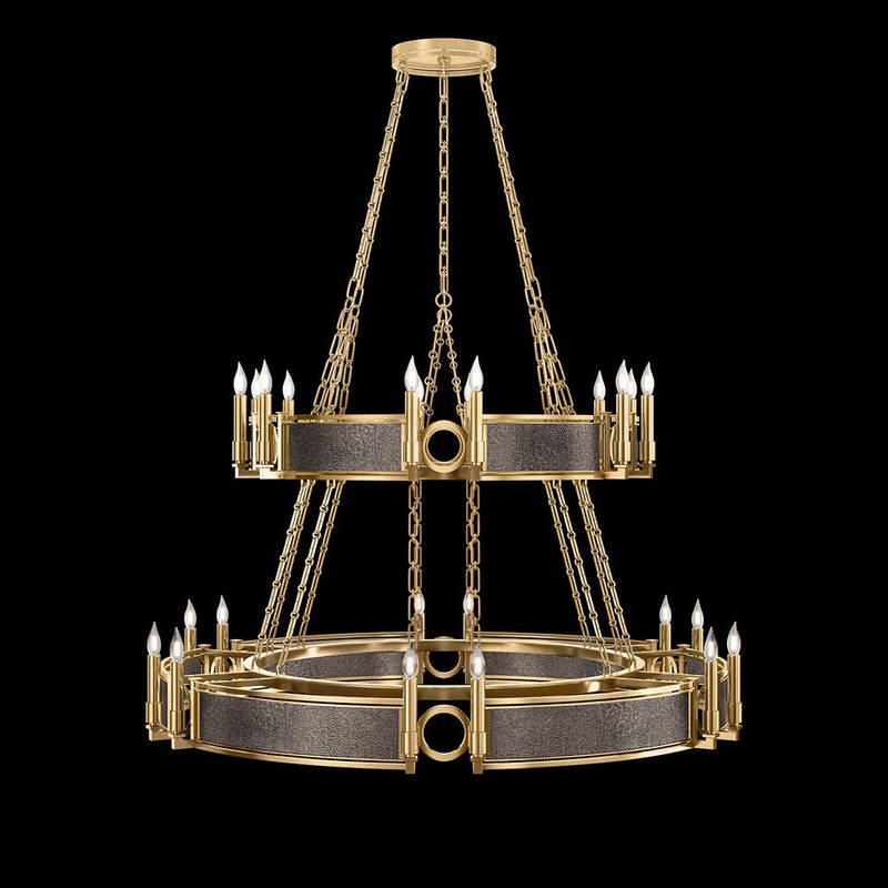 Mirage 50″W Round Chandelier Gold Leaf/Brass/Pebble