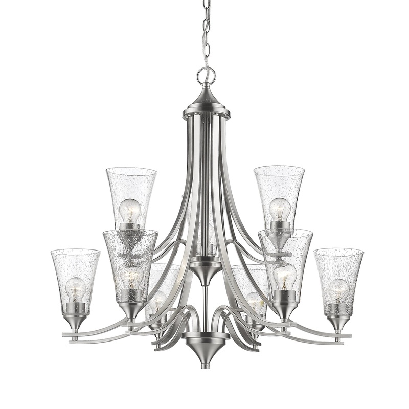 Nine Light Chandelier from the Natalie Collection in Satin Nickel Finish by Millennium