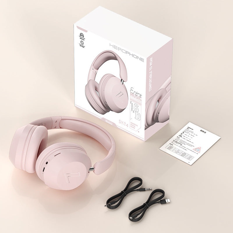 Pink SY-T4 luetooth Music Headset – New Wireless Over-Ear Headphones with Long Battery Life for Sports and Universal Phone Compatibility
