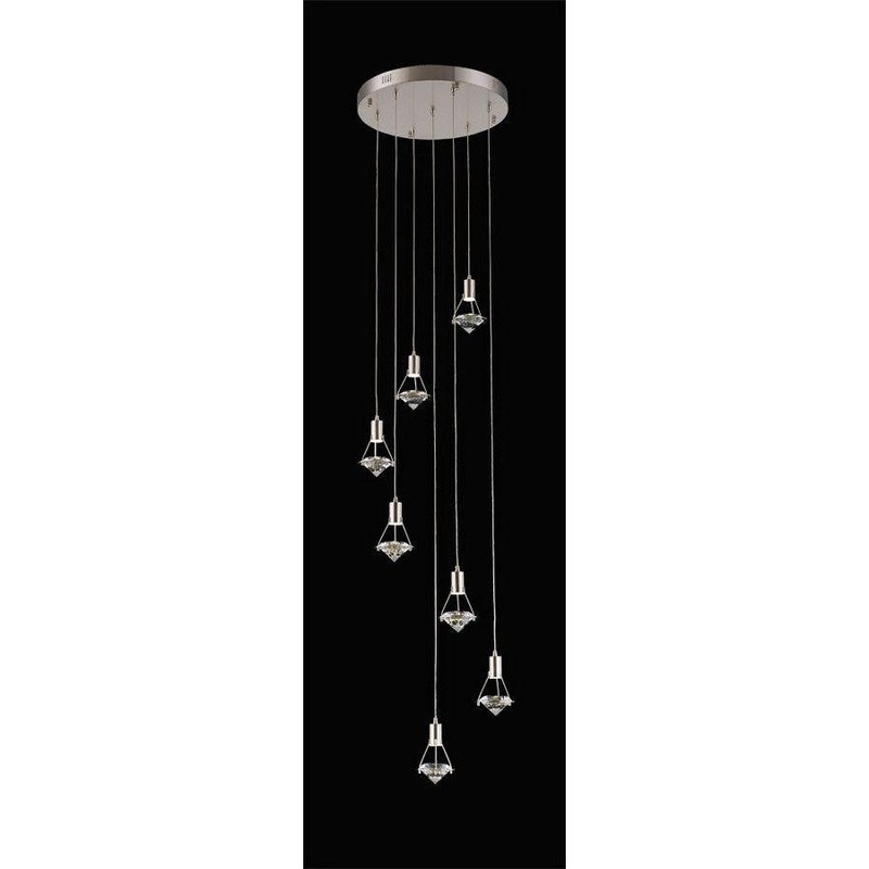 Rock Crystal 7-Light Pendant Satin Nickel