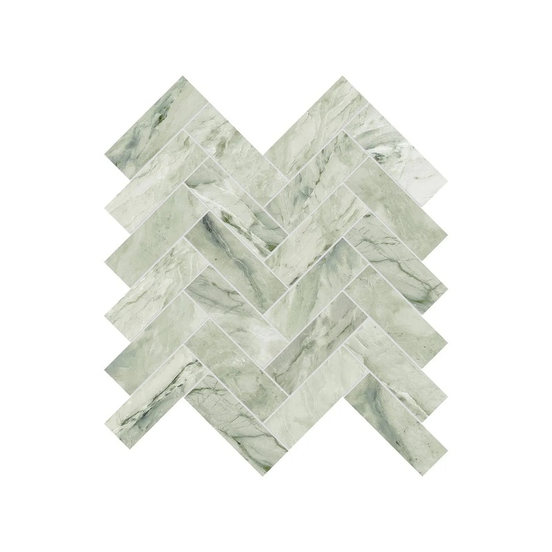 1.25″ x 4″ Moscato Argento Herringbone Honed Marble Mosaic 1 Sheet = .89 Sqft