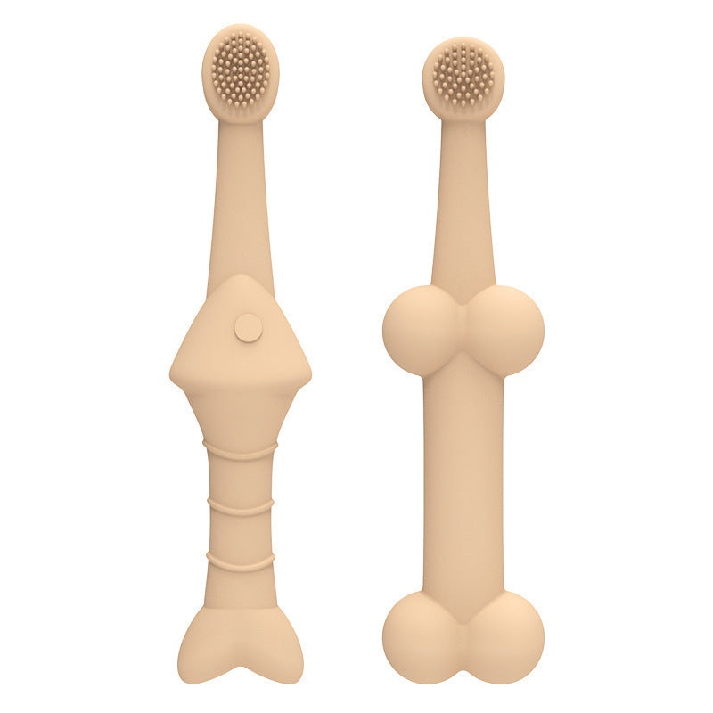 6 x Silicone Pet Toothbrush (3 Fish shape and 3 Bone shape) Beige Gentle Food-Grade Silicone Pet Toothbrush – Promotes Healthy Teeth & Gums for Dogs & Cats