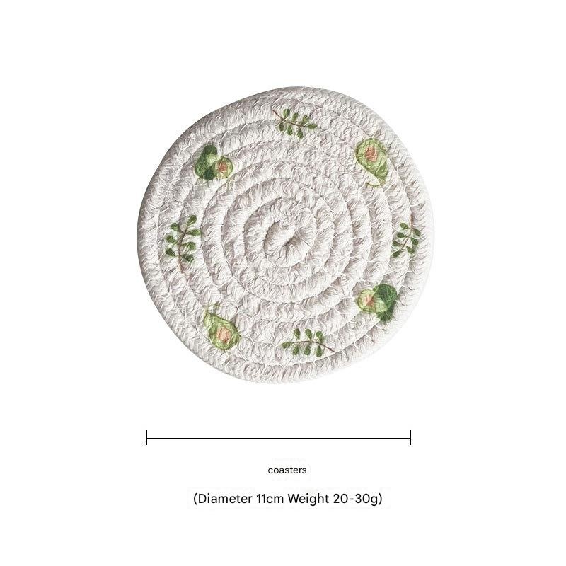 (Avocado) Cotton Rope Woven Placemats – Set of 5, 11cm Diameter Heat Resistant Kitchen Decor