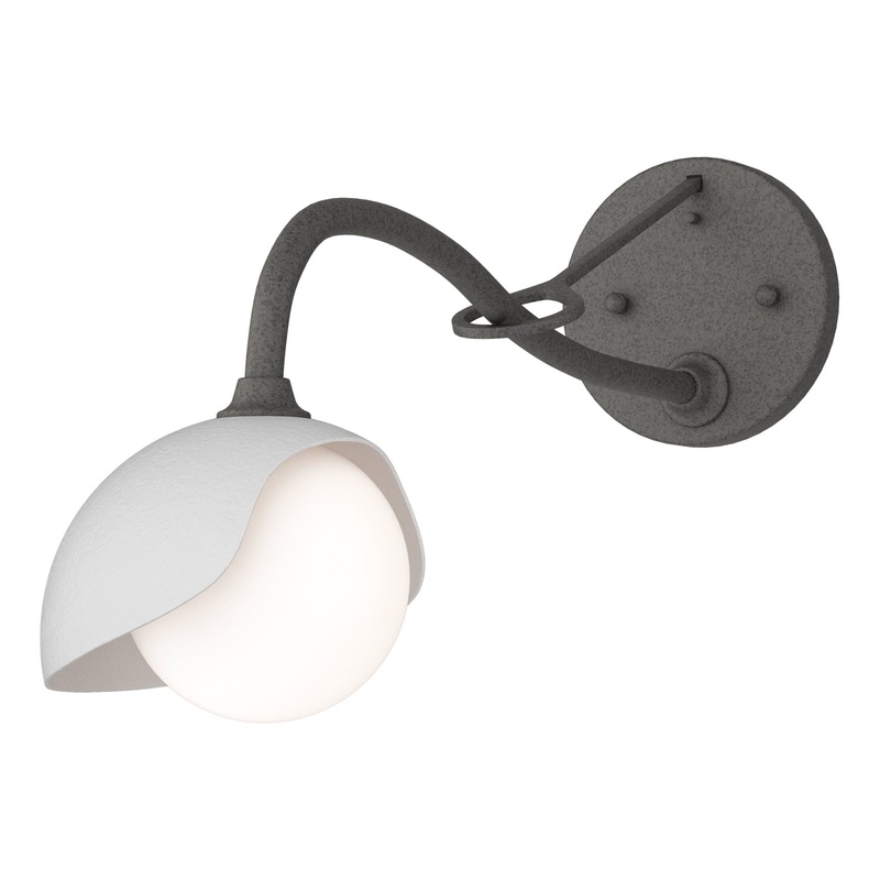 Brooklyn 1-Light Single Shade Long-Arm Sconce Natural Iron White