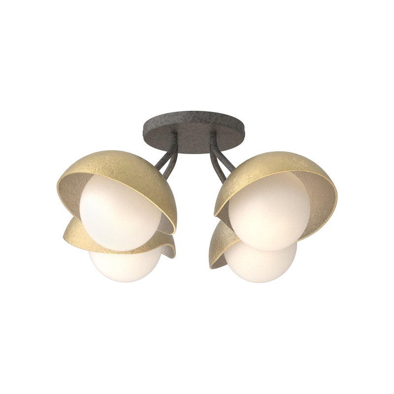 Brooklyn 4-Light Single Shade Semi-Flush Natural Iron Modern Brass