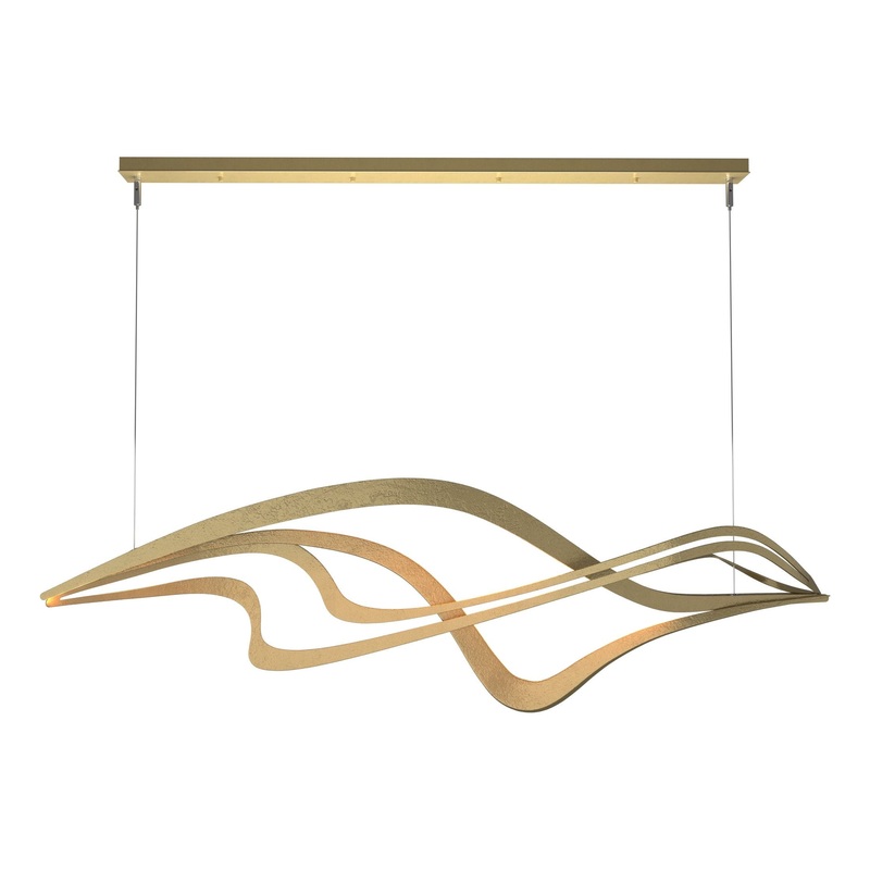 Crossing Waves LED Pendant Modern Brass