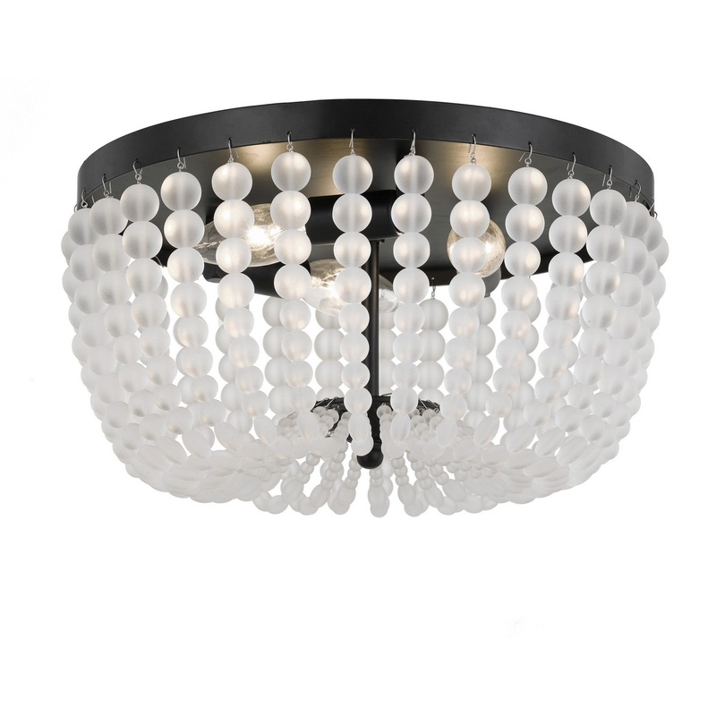 Crystorama 600-MK Rylee Three Light Flush Mount Matte Black