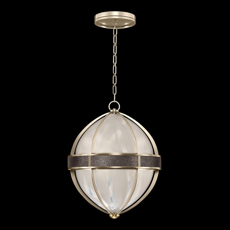 Mirage 18.75″W Round Pendant Champagne/Brass/Pebble