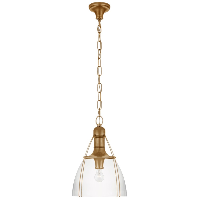 One Light Pendant from the Prestwick Collection in Antique-Burnished Brass Finish by Visual Comfort Signature