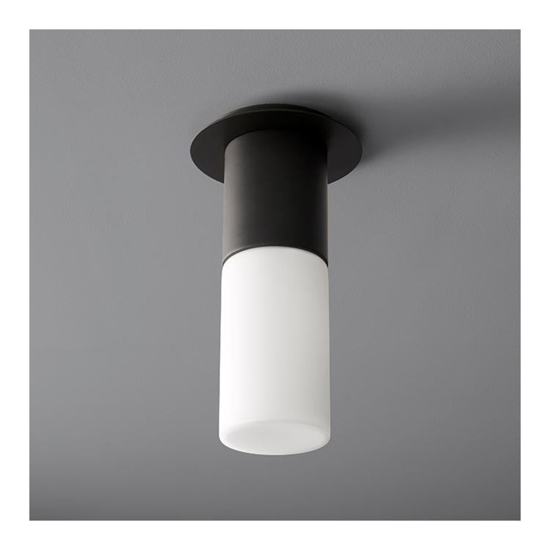Pilar Single-Light Large LED Flush Mount Ceiling Fixture with Glass Shade – Black