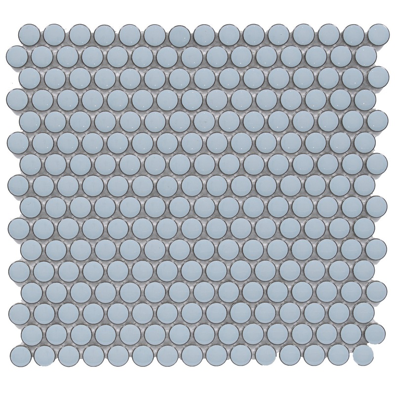 Roca Tile Usa Inc United States Ceramic Tile Cc Mosaics Plus+ Ii Bright Sky Blue Penny Round Porcelain Mosaics. Ufcc124-12Mt 1 Sheet = 1 Sq. Ft.