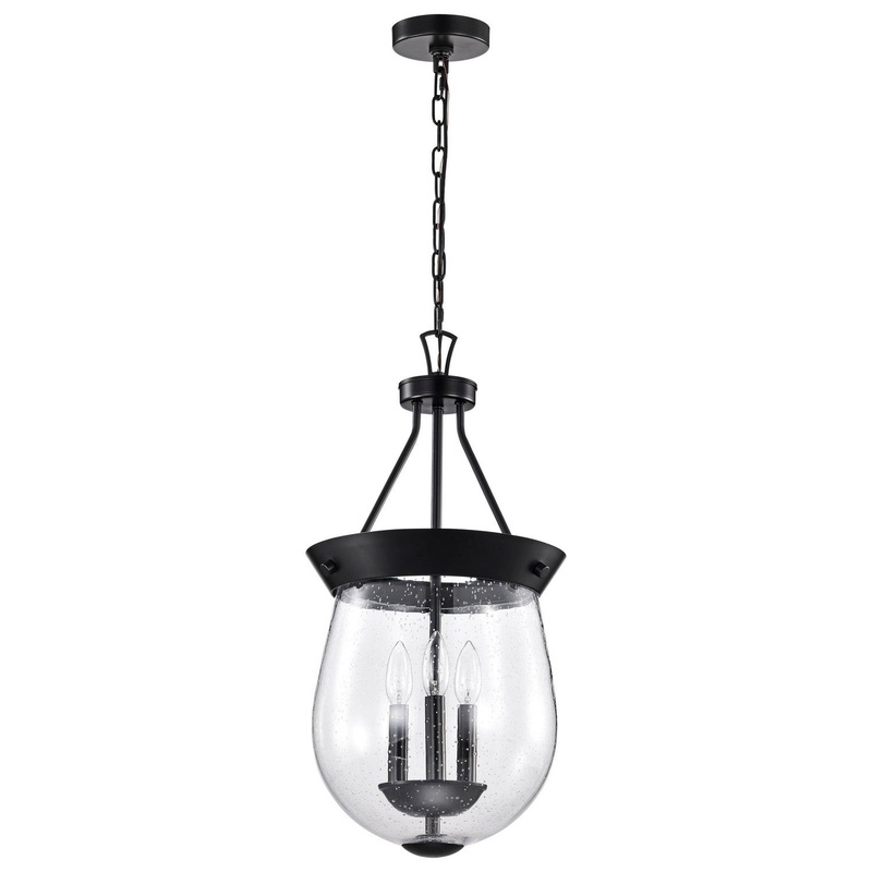 Three Light Pendant from the Boliver Collection in Matte Black Finish by Nuvo Lighting