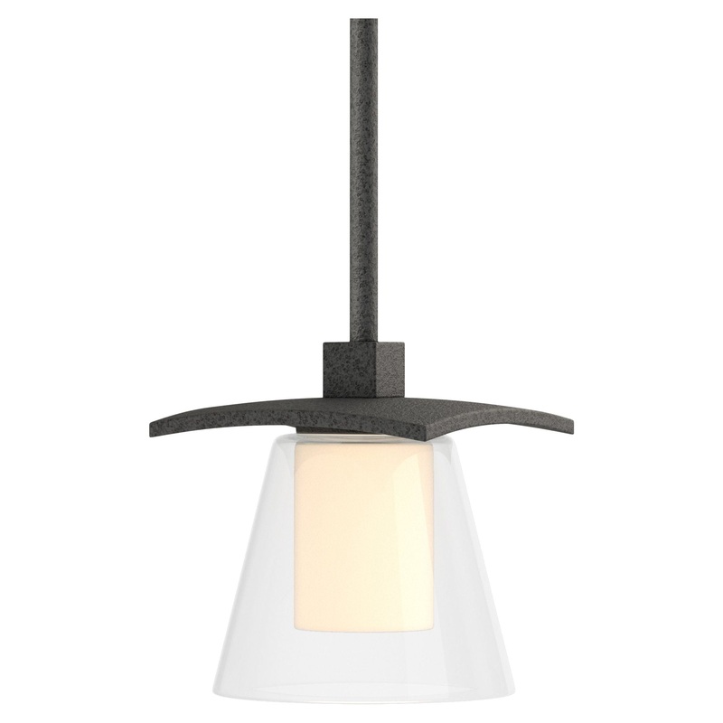 Wren Mini Pendant Natural Iron Clear Glass with Opal Diffuser (ZU)