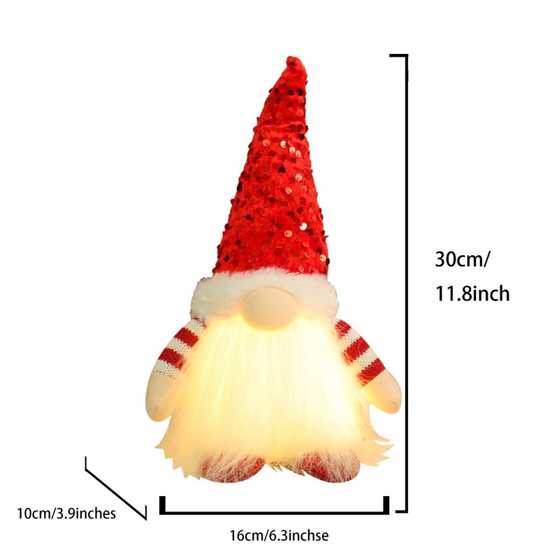 2 Pcs Red Charming Light-Up Christmas Gnome – Festive Nordic Plush Holiday Decoration