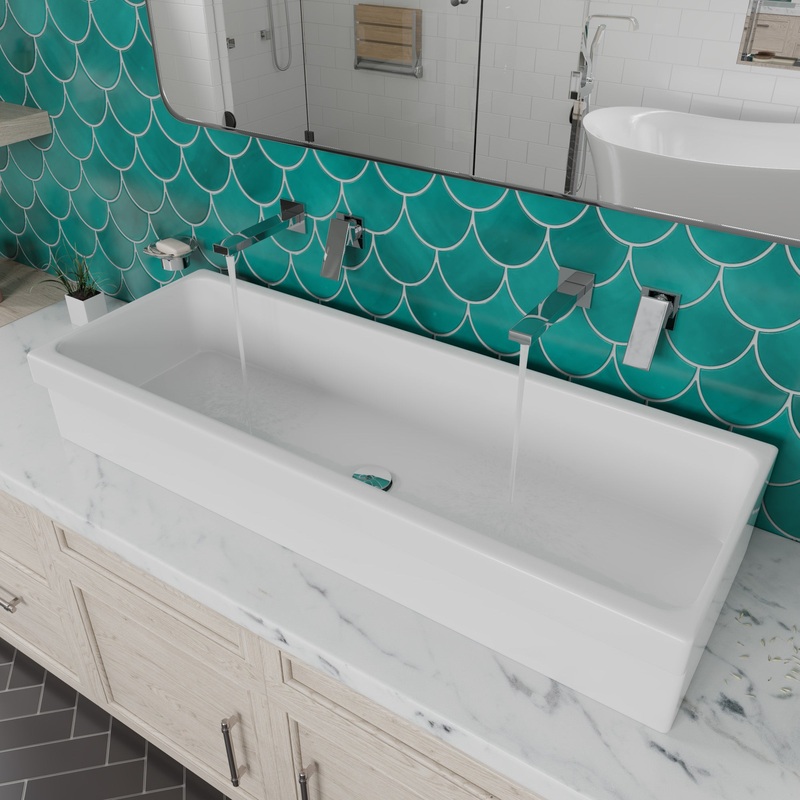 ALFI brand AB48TR  48″ White Above Mount Fireclay Bath Trough Sink