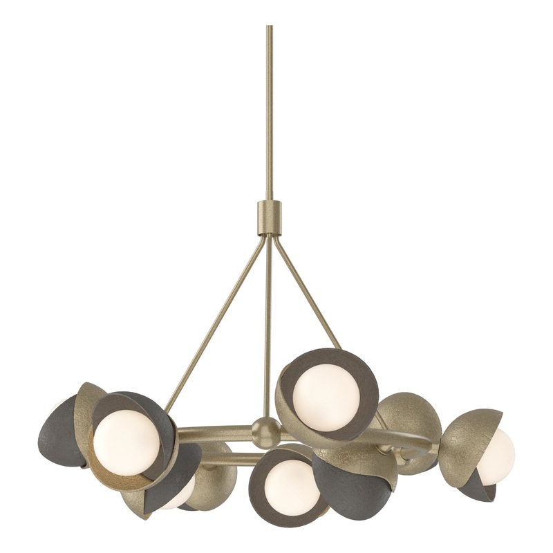Brooklyn 9-Light Double Shade Ring Pendant Soft Gold Dark Smoke