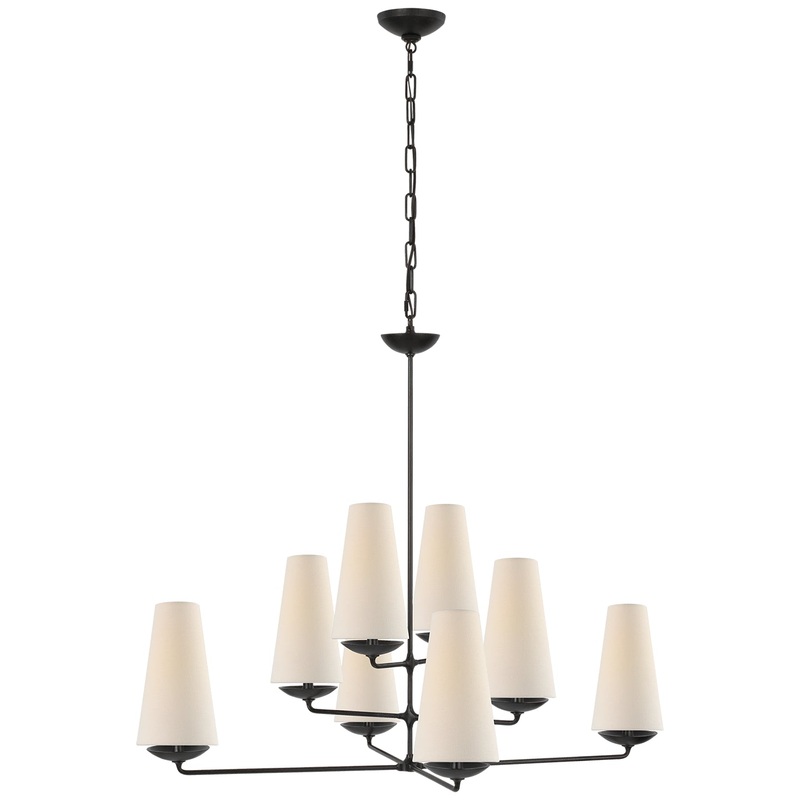 Eight Light Chandelier from the Fontaine Collection in Aged Iron Finish by Visual Comfort Signature