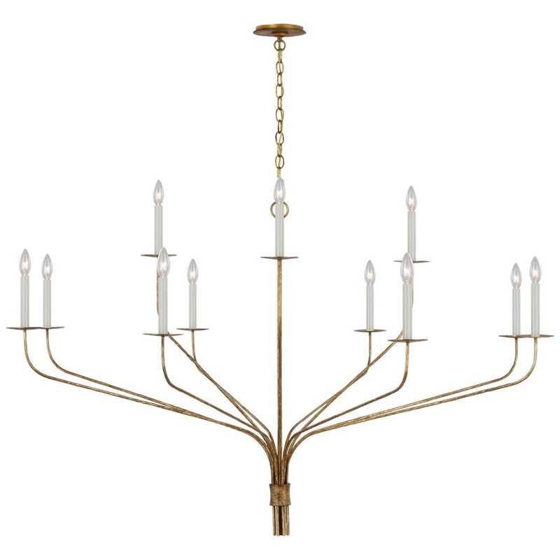 LED Chandelier from the Belfair Collection in Gilded Iron Finish by Visual Comfort Signature