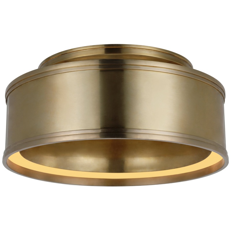 LED Flush Mount from the Connery Collection in Antique-Burnished Brass Finish by Visual Comfort Signature