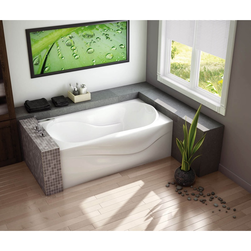 MAAX 105726-L-109-001 Murmur 6032 A Acrylic Alcove Left-Hand Drain Combined Hydrosens & Aerosens Bathtub in White