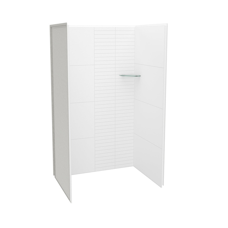 MAAX 107459-306-513 Utile 4832 Composite Direct-to-Stud Three-Piece Alcove Shower Wall Kit in Erosion Bora White